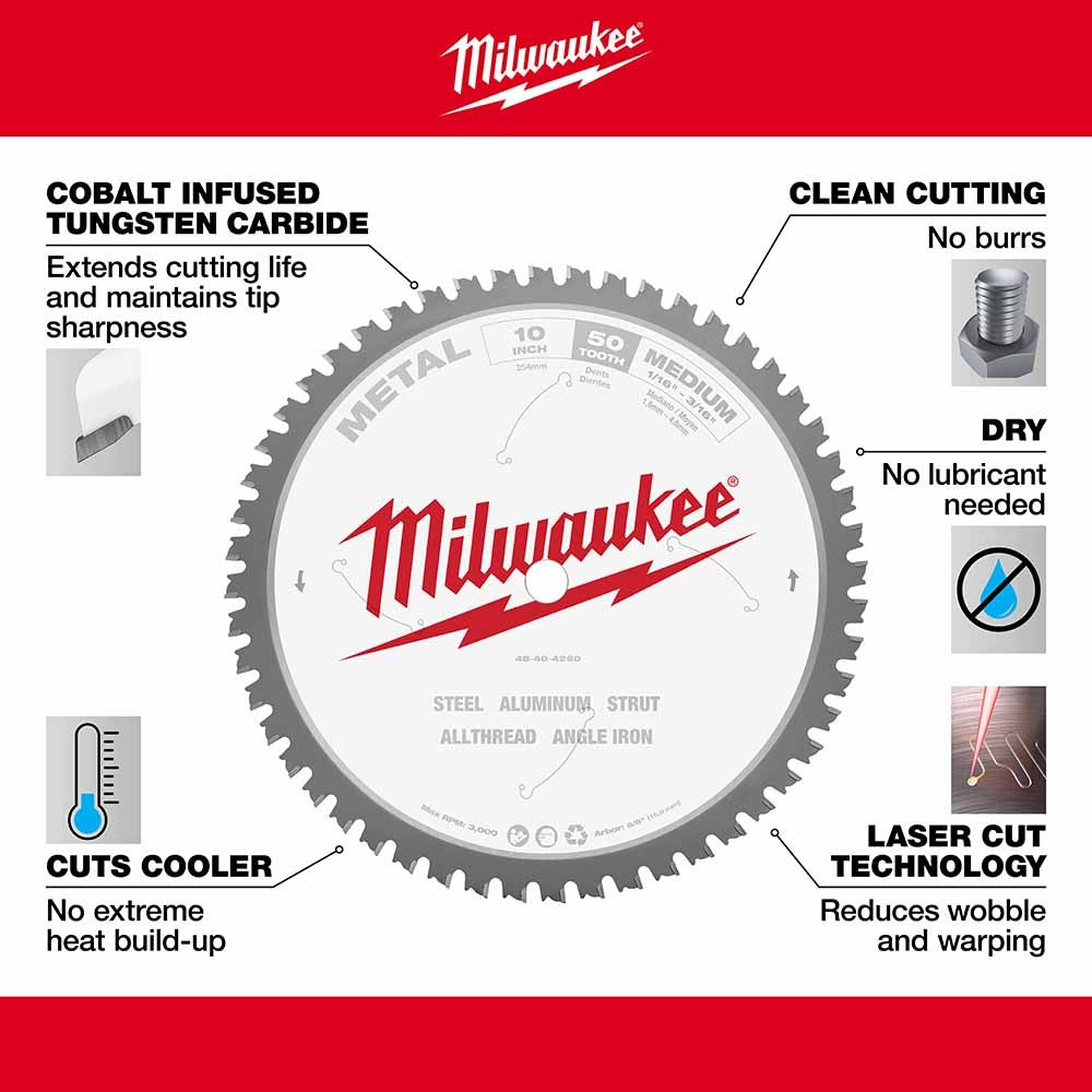 Milwaukee  48-40-4260 10 50T Metal CSB, 5/8