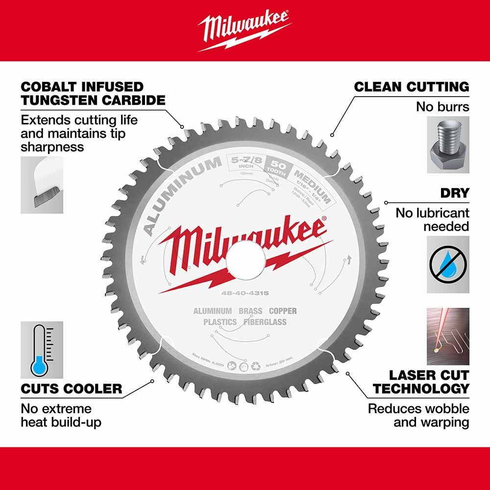 Milwaukee 48-40-4315 5-7/8 50T Aluminum CSB, 20MM