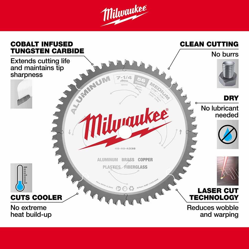 Milwaukee 48-40-4335 7-1/4 56T Aluminum CSB, 5/8