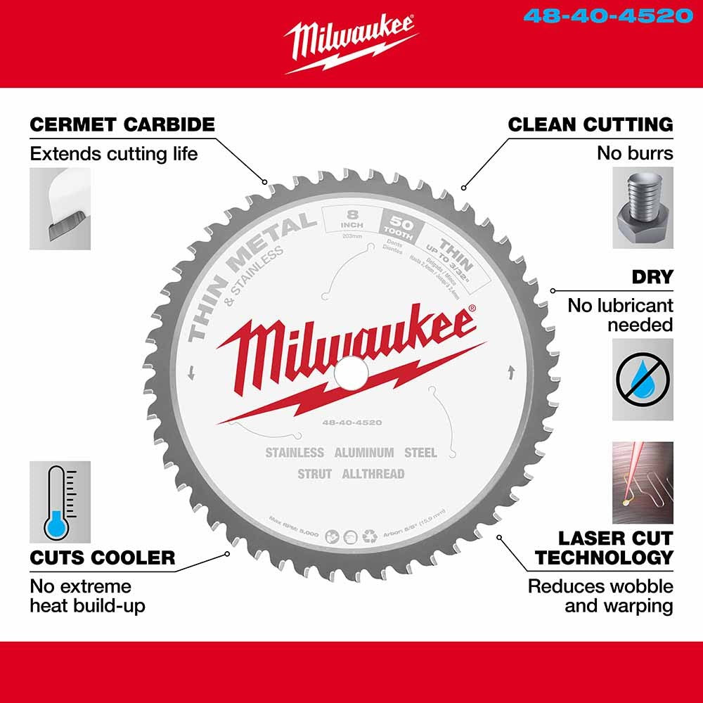 Milwaukee 48-40-4520 8 Metal Cutting Circular Saw Blade