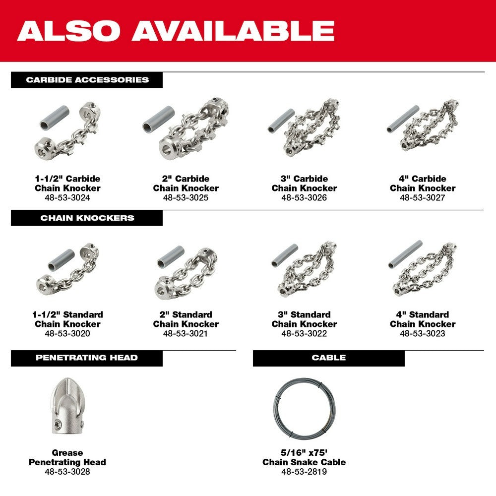 Milwaukee 48-53-3025 2 Carbide Chain Knocker for 5/16 Chain Snake Cable