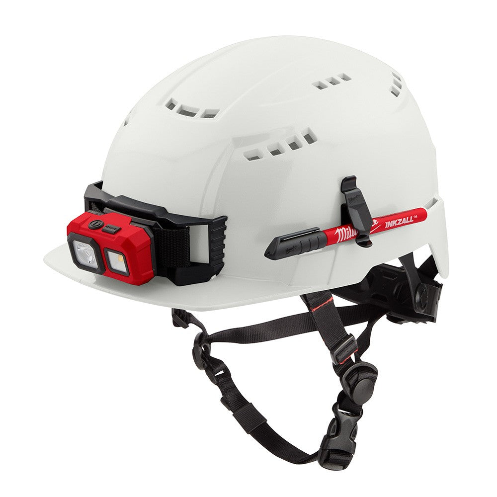 Milwaukee 48-73-1320 White Front Brim Vented Hard Hat Helmet with BOLT™ - Class C