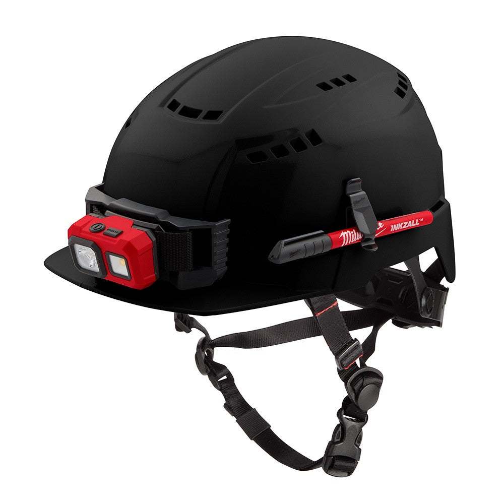 Milwaukee 48-73-1330 Black Front Brim Vented Hard Hat Helmet with BOLT™ - Class C