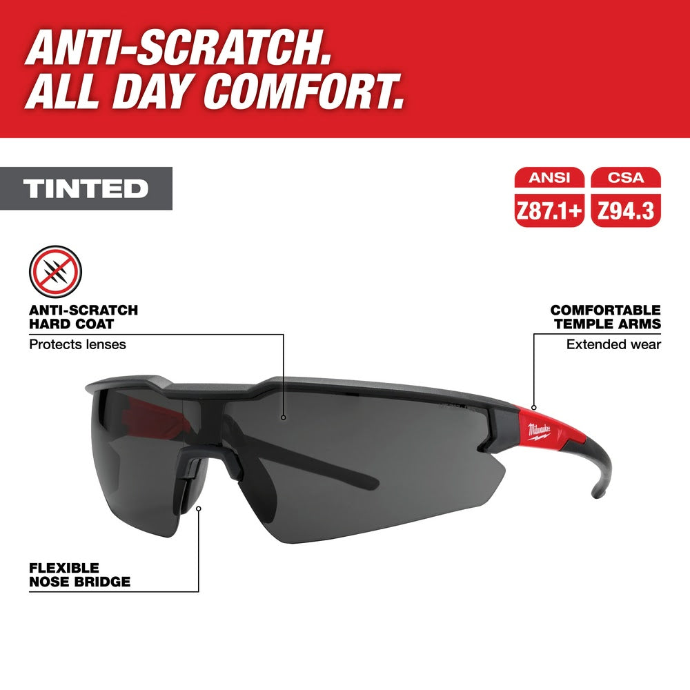 Milwaukee 48-73-2015 Safety Grey Tinted Glasses - Anti-Scratch Lenses