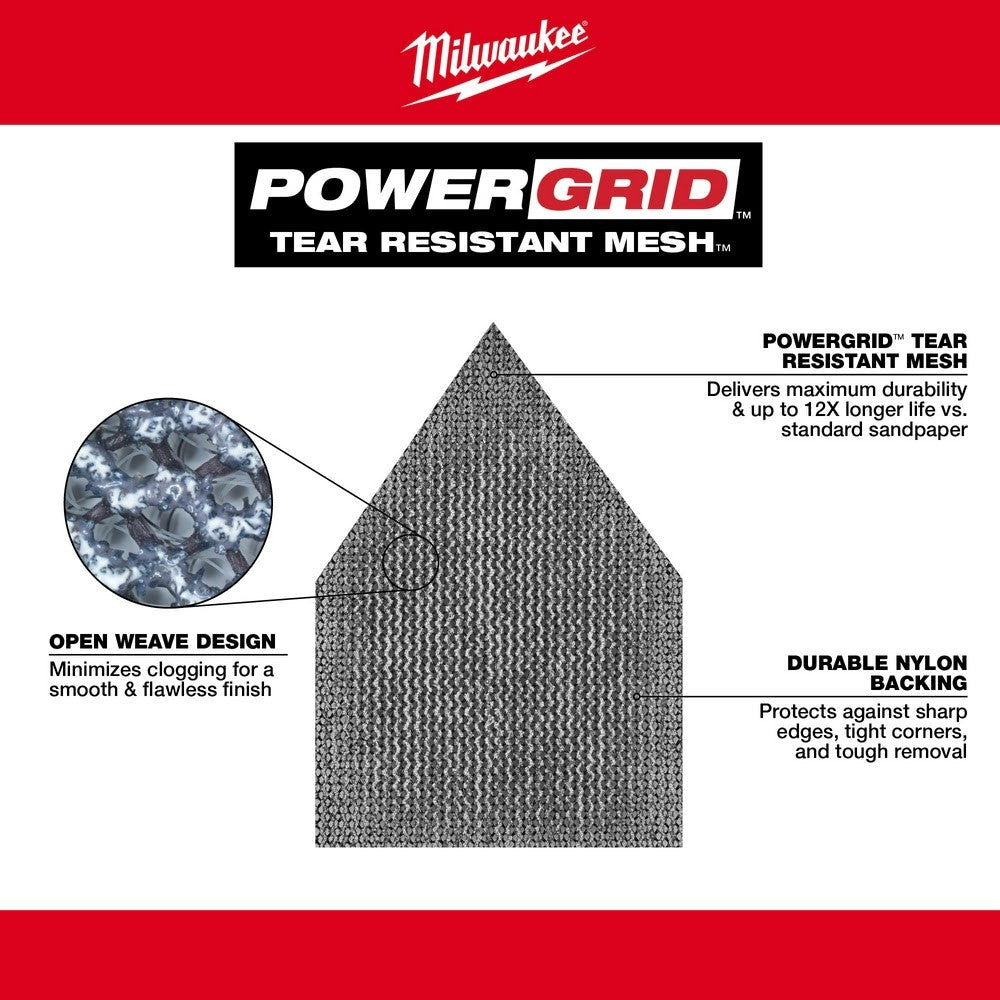 Milwaukee 48-80-5320 320 Grit Mesh Sanding Sheets for M12 FUEL Orbital Detail Sander 12-Pack