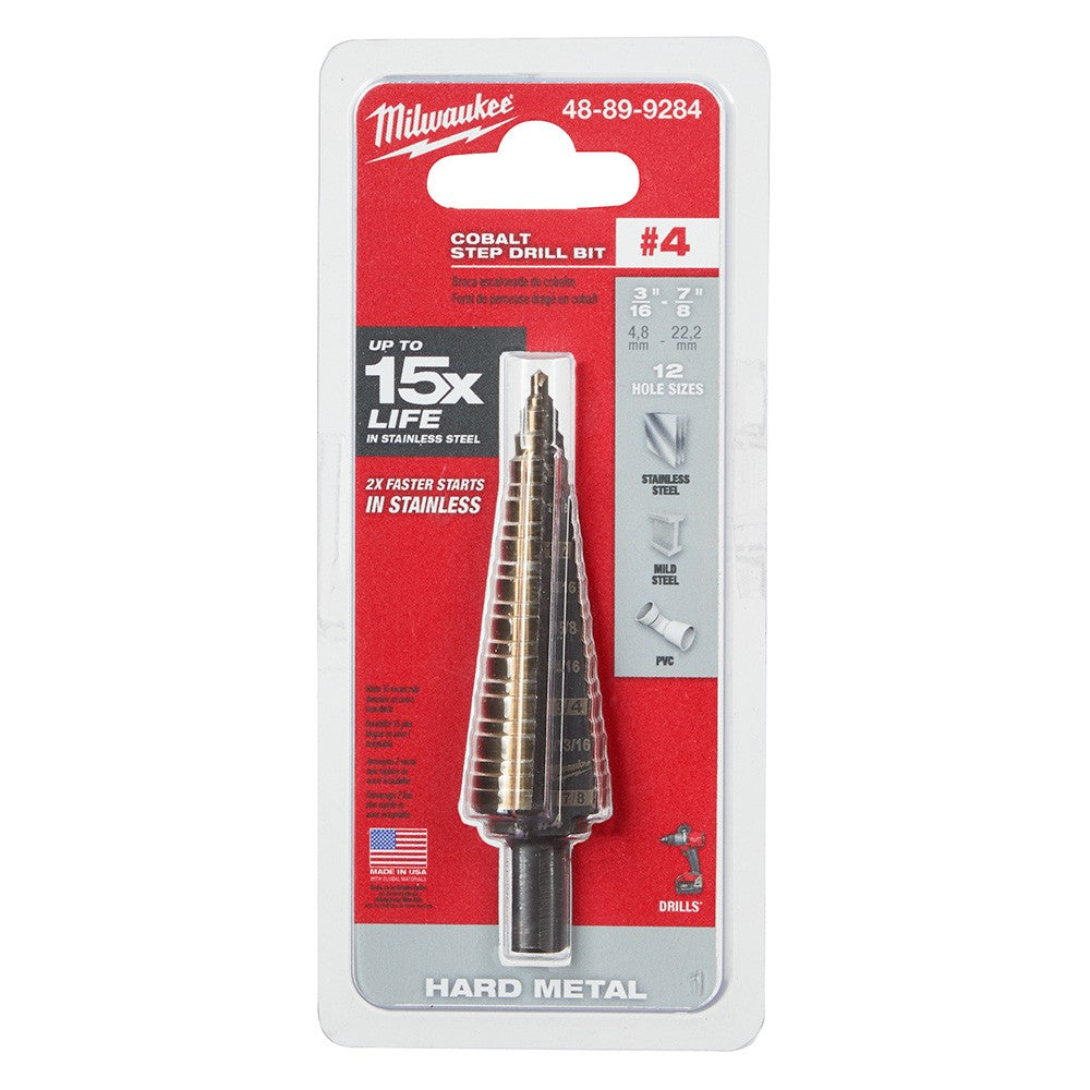 Milwaukee 48-89-9284 Milwaukee Cobalt Step Drill Bit #4 (3/16-7/8)