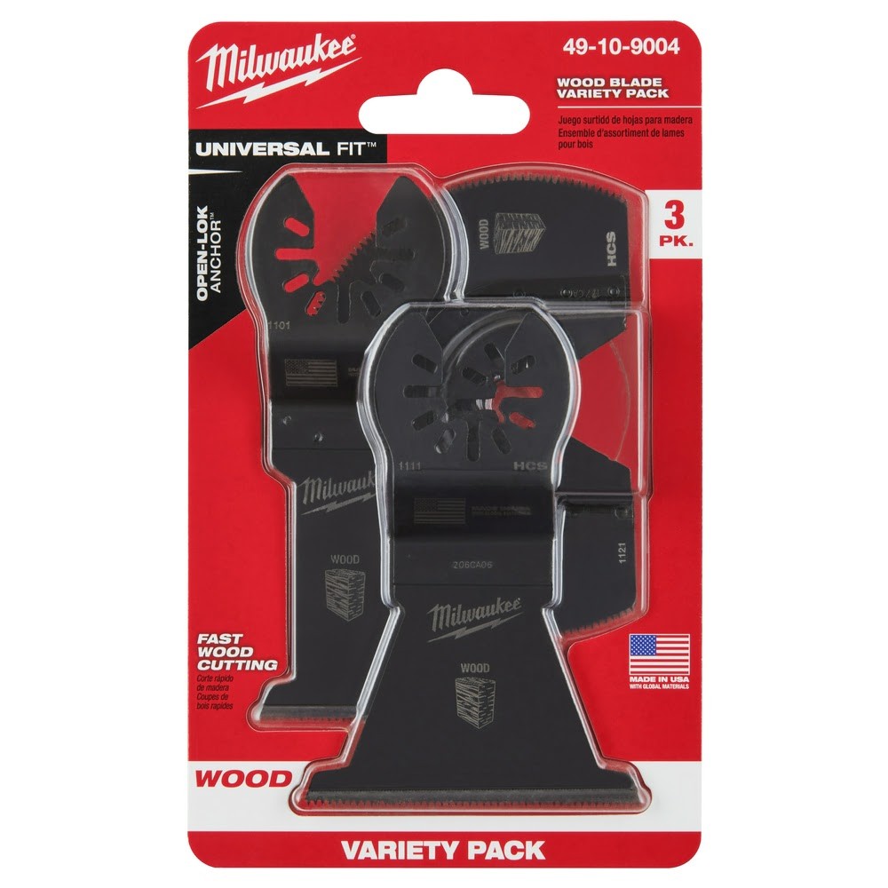 Milwaukee 49-10-9004 OPEN-LOK™ 3Pc Wood Cutting Multi-Tool Blade Variety Pack