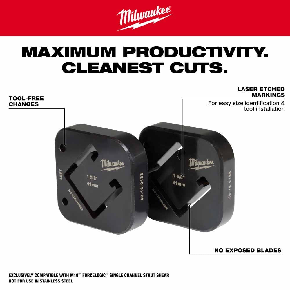 Milwaukee 49-16-0158 1-5/8 x 1-5/8 Single Strut Shearing Dies