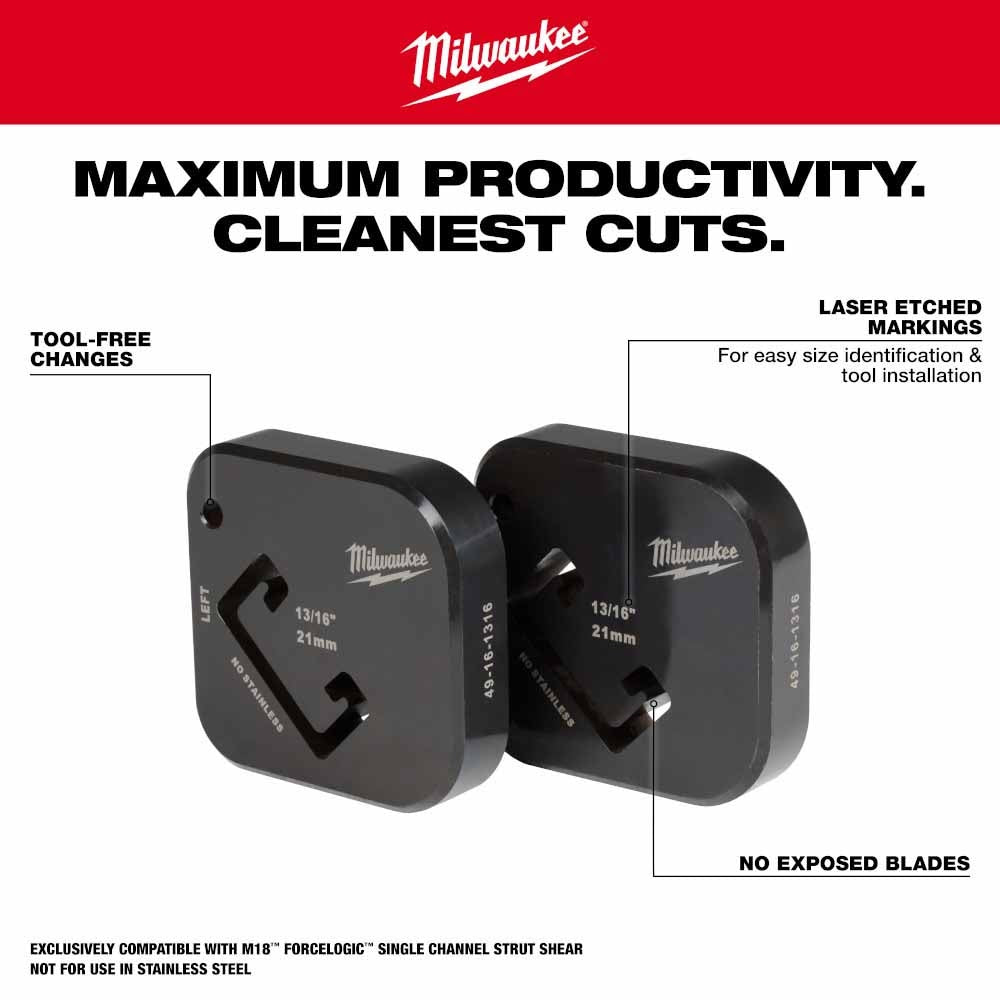 Milwaukee 49-16-1316 13/16 x 1-5/8 Single Strut Shearing Dies