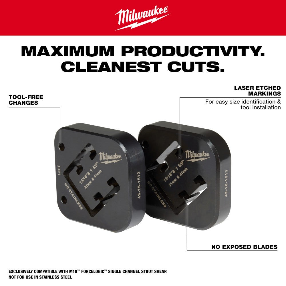 Milwaukee 49-16-1513 13/16 & 1-5/8 x 1-5/8 Combination Strut Shearing Dies