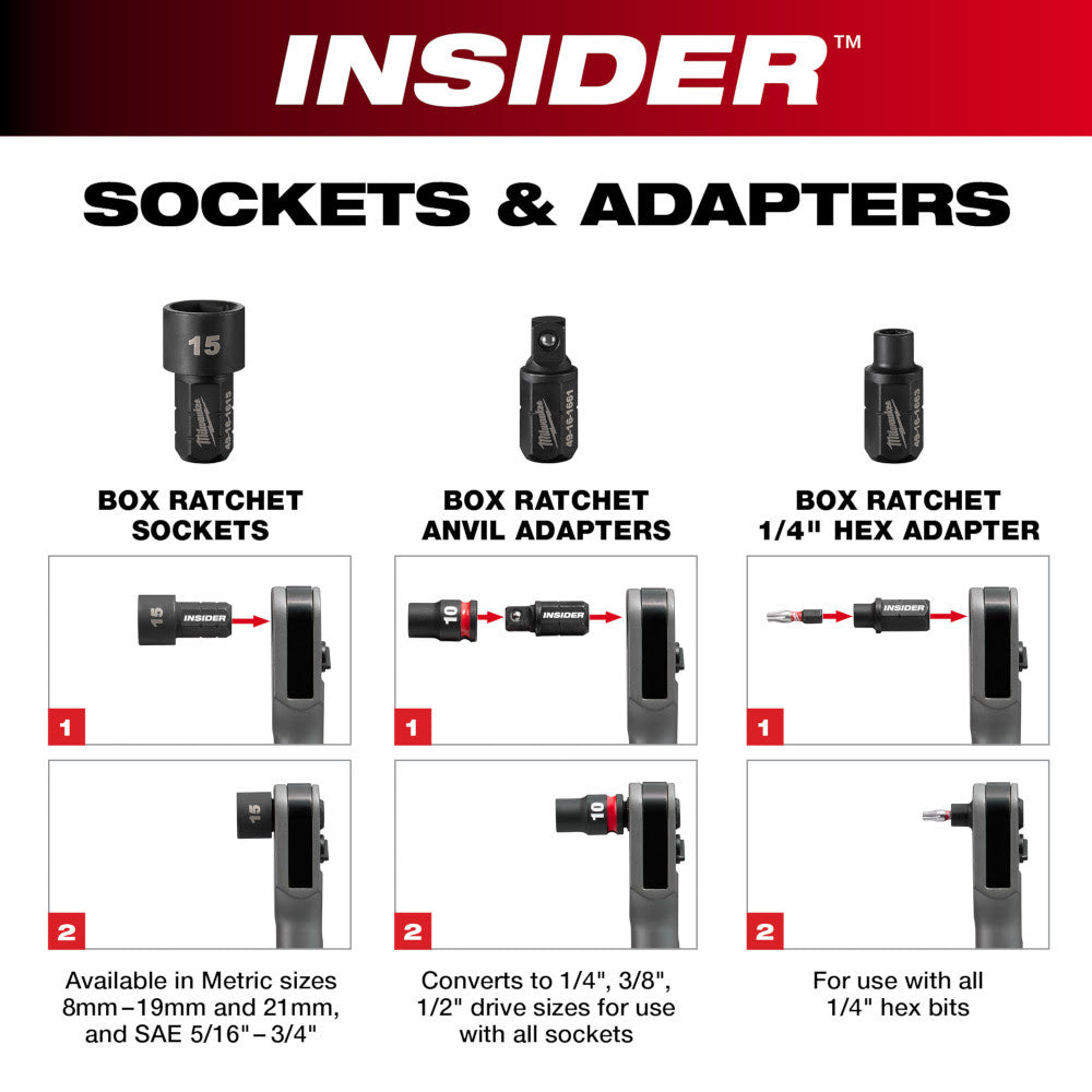 Milwaukee 49-16-1662 INSIDER Box Ratchet 1/2 Anvil Adapter