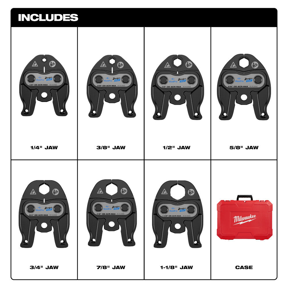 Milwaukee 49-16-2462Z 1/4- 1-1/8 ZoomLock MAX Press Jaw Kit for M12 FORCE LOGIC Press Tools