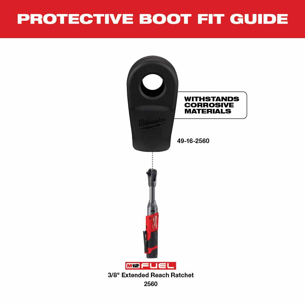 Milwaukee 49-16-2560 M12 FUEL 3/8 Extended Reach Ratchet Rubber Boot