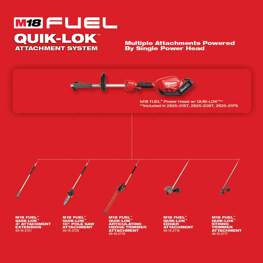 Milwaukee 49-16-2720 M18 FUEL QUIK-LOK 10 Pole Saw Attachment