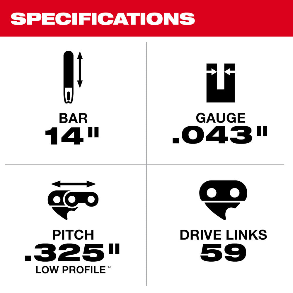 Milwaukee 49-16-2745 14 Top Handle Chainsaw Guide Bar