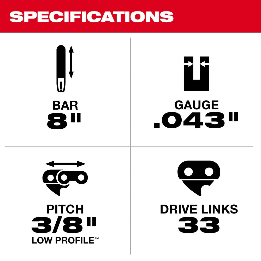 Milwaukee 49-16-2750 8 Pruning Saw Chain