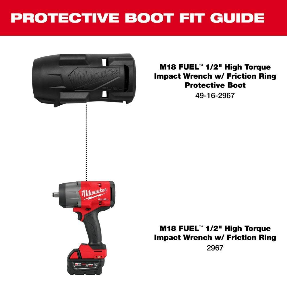 Milwaukee 49-16-2967 M18 FUEL 1/2 High Torque Impact Wrench w/ Friction Ring Protective Boot