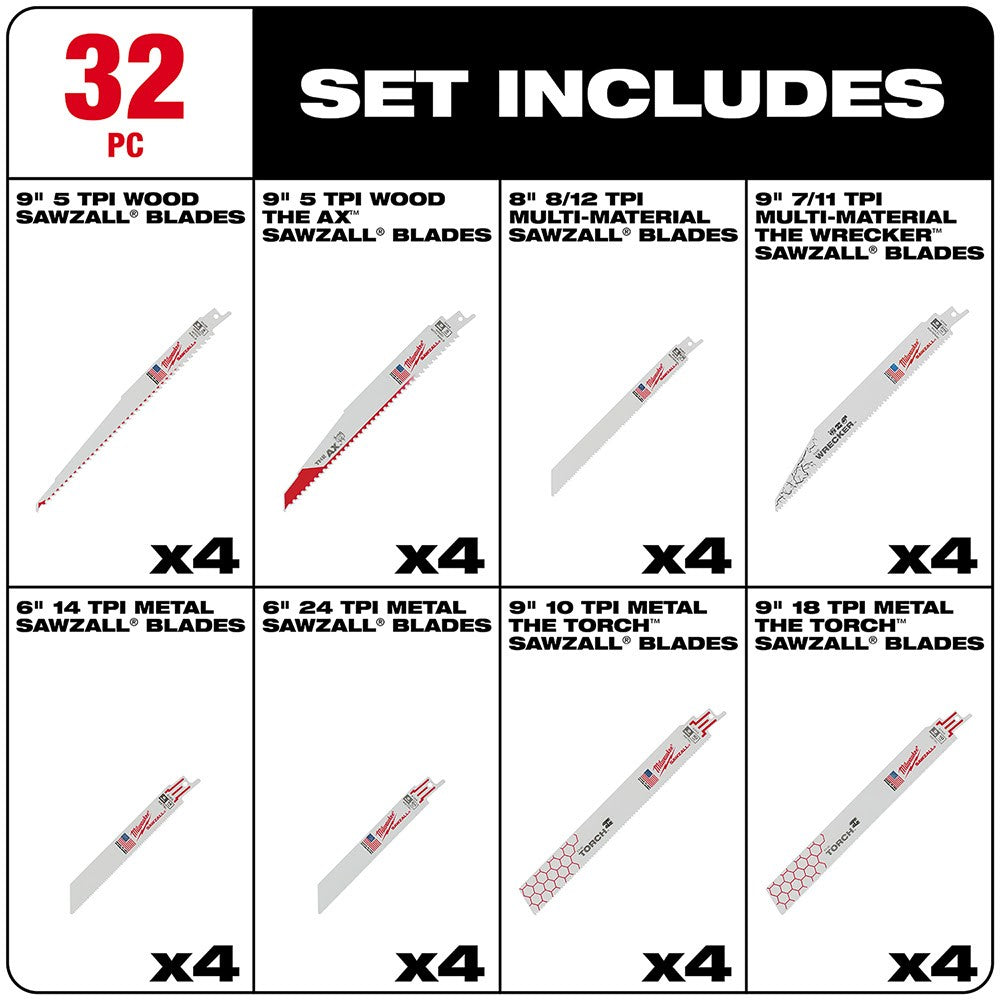 Milwaukee  49-22-1132 32-Piece Mega SAWZALL Blade Kit