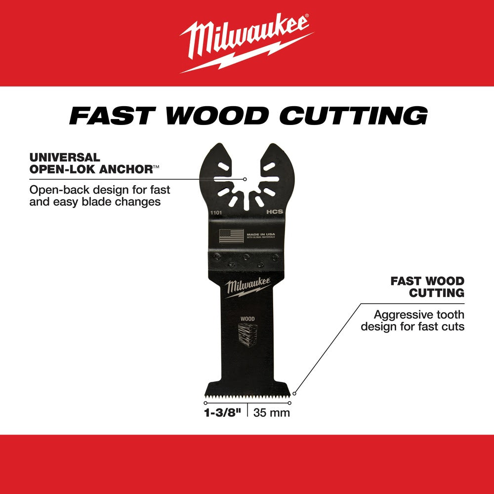 Milwaukee 49-25-1101 Milwaukee® OPEN-LOK™ 1-3/8 HCS Wood Blade 1 Pack