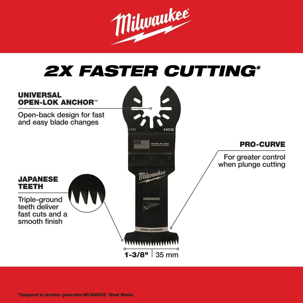 Milwaukee  49-25-1131 Milwaukee® OPEN-LOK™ 1-3/8 HCS JAPANESE TOOTH PRO-CURVE™ HARDWOOD BLADE 1PK