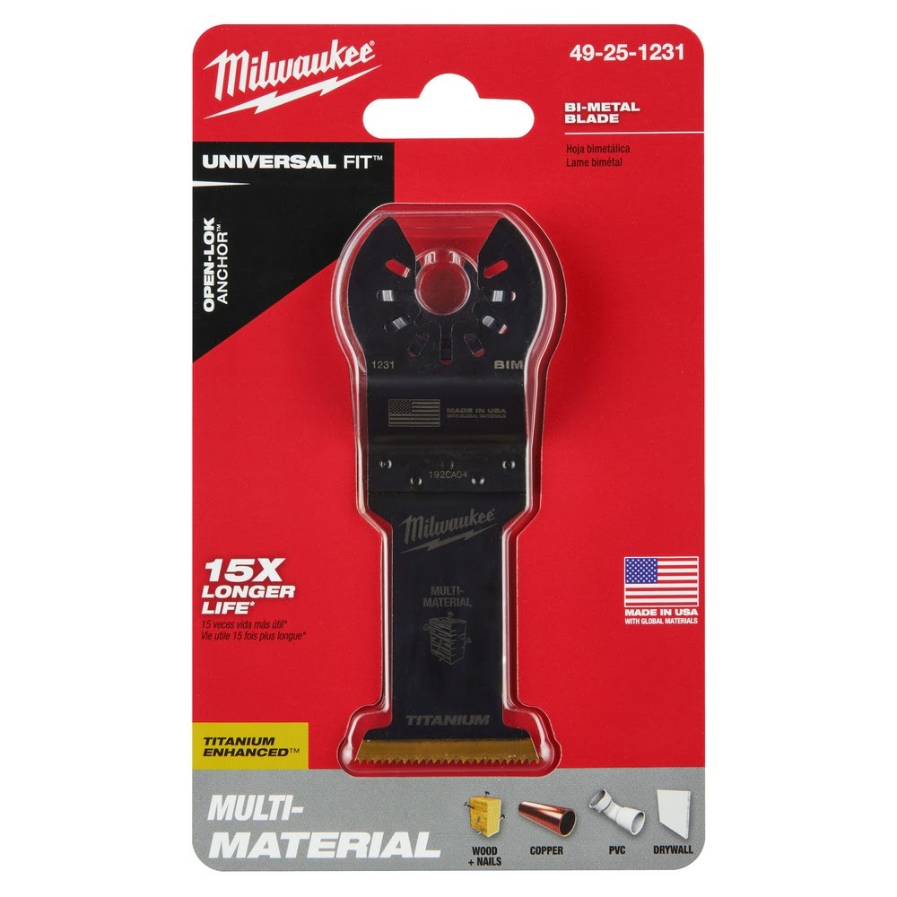 Milwaukee  49-25-1231 Milwaukee® OPEN-LOK™ 1-3/8 TITANIUM ENHANCED BI-METAL MULTI-MATERIAL BLADE 1PK