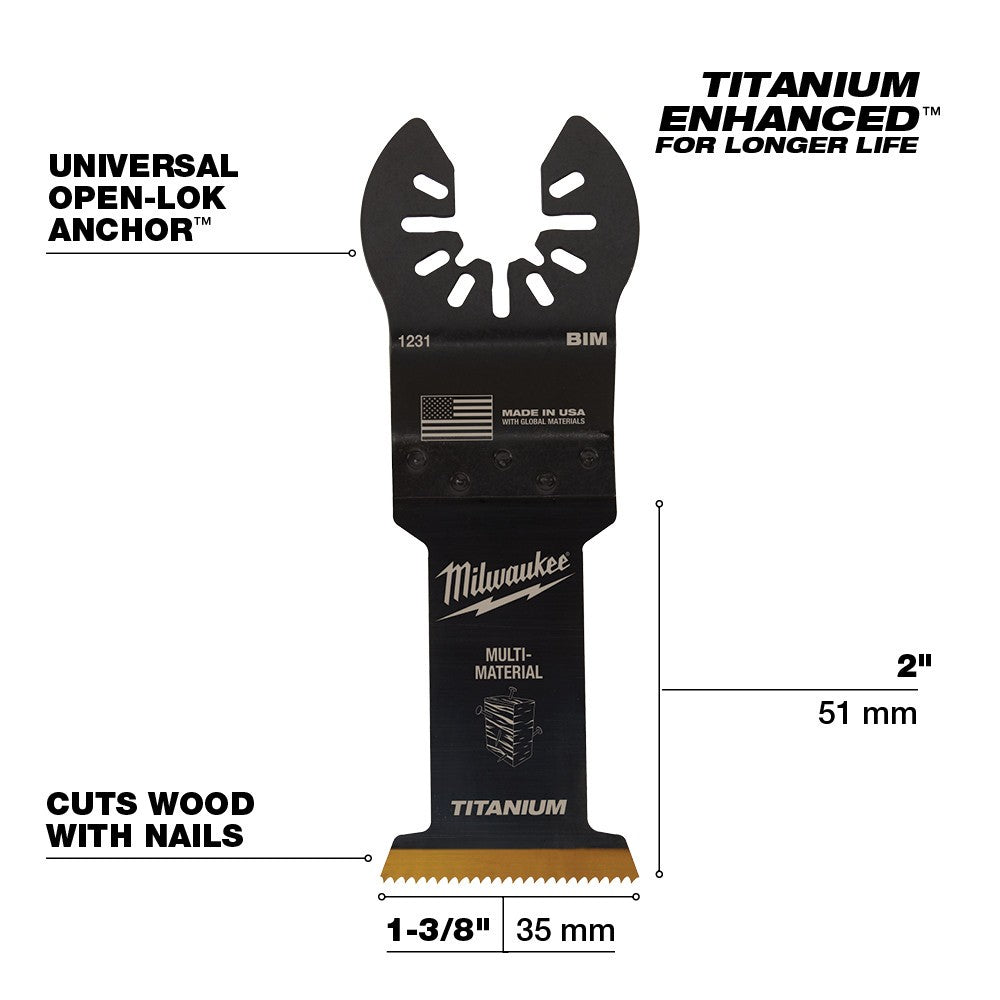 Milwaukee  49-25-1231 Milwaukee® OPEN-LOK™ 1-3/8 TITANIUM ENHANCED BI-METAL MULTI-MATERIAL BLADE 1PK