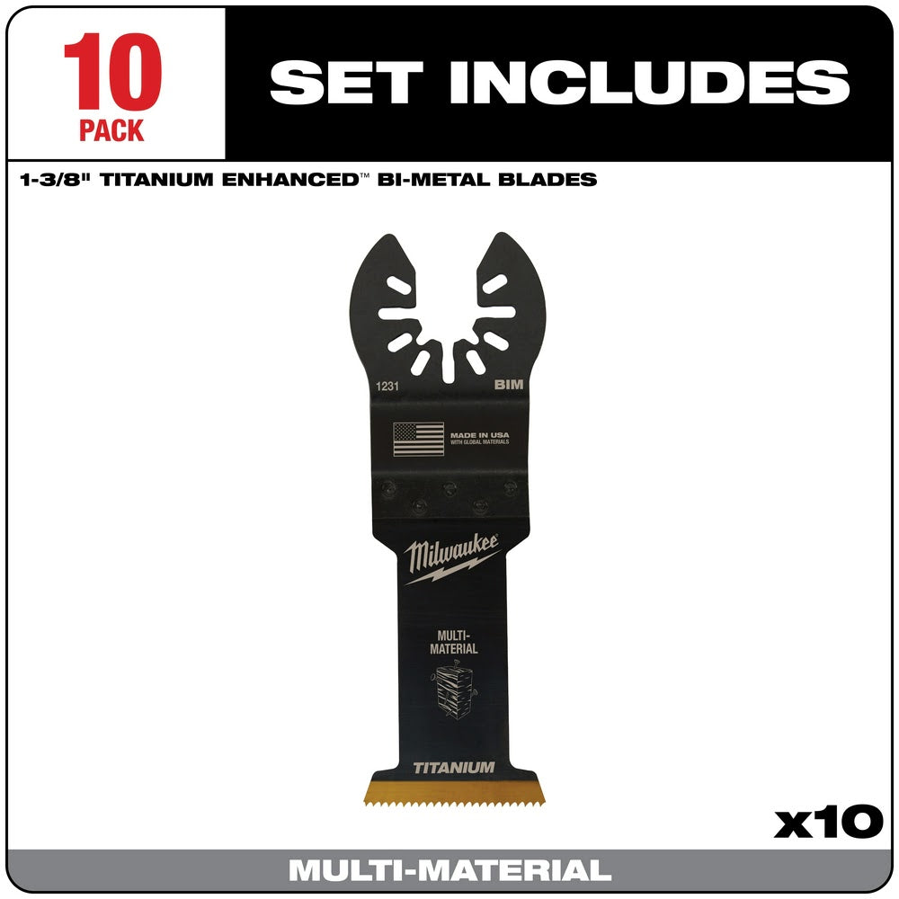 Milwaukee 49-25-1239 OPEN-LOK™ 1-3/8 TITANIUM ENHANCED Bi-Metal Multi-Material Blades 10 Pack