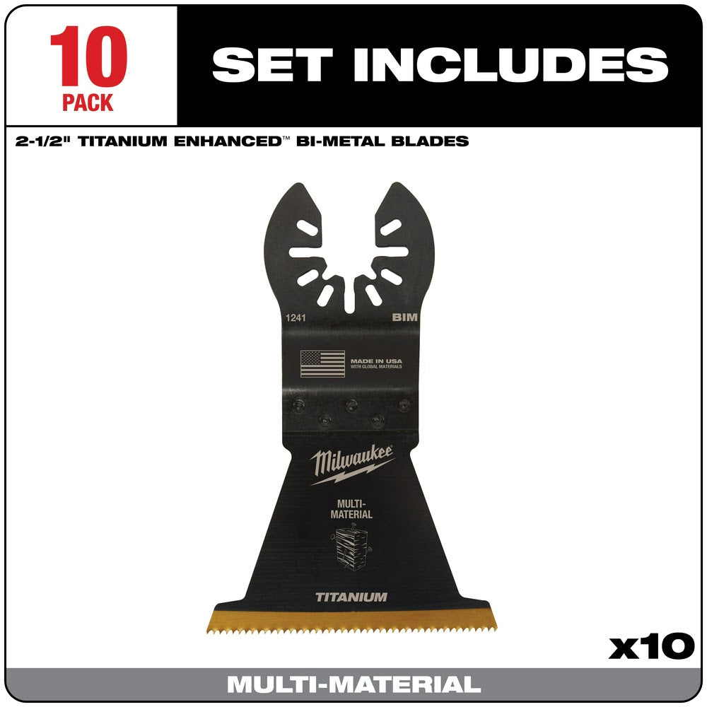 Milwaukee 49-25-1249 OPEN-LOK™ 2-1/2 TITANIUM ENHANCED Bi-Metal Multi-Material Blades 10 Pack