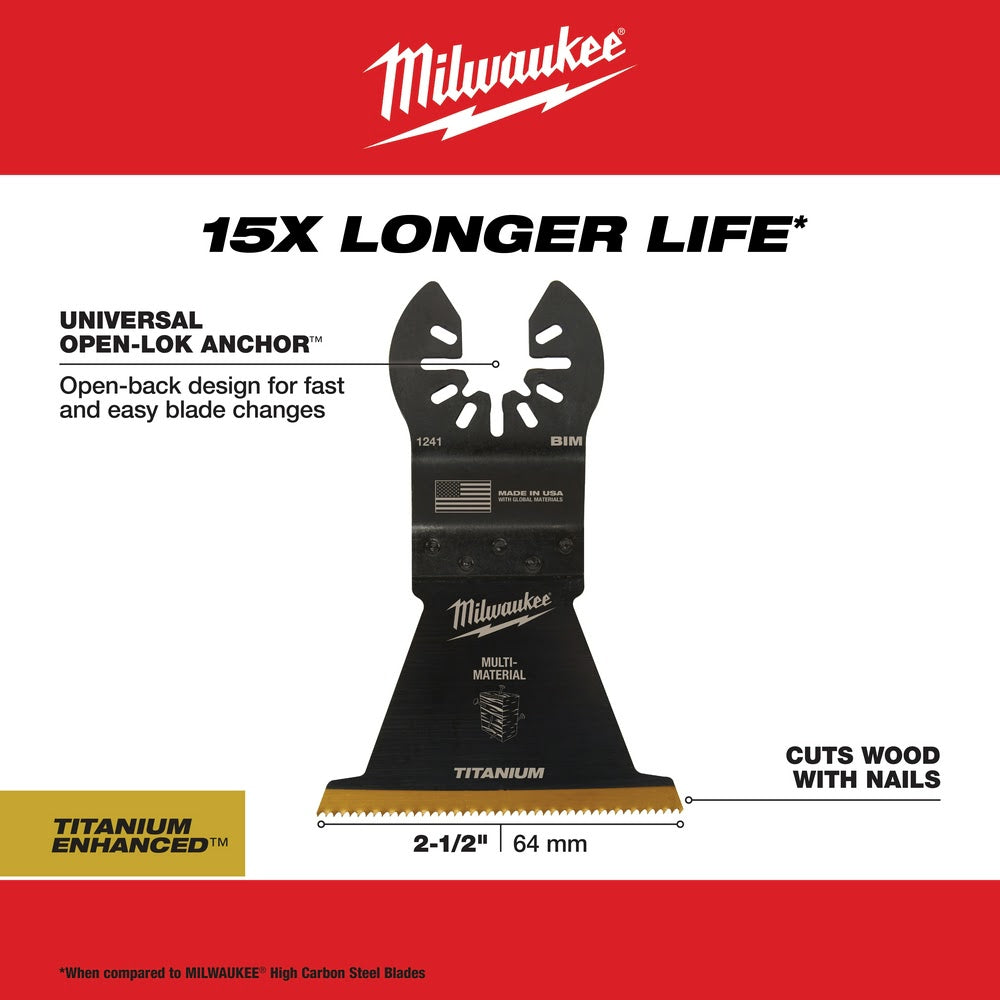 Milwaukee 49-25-1249 OPEN-LOK™ 2-1/2 TITANIUM ENHANCED Bi-Metal Multi-Material Blades 10 Pack