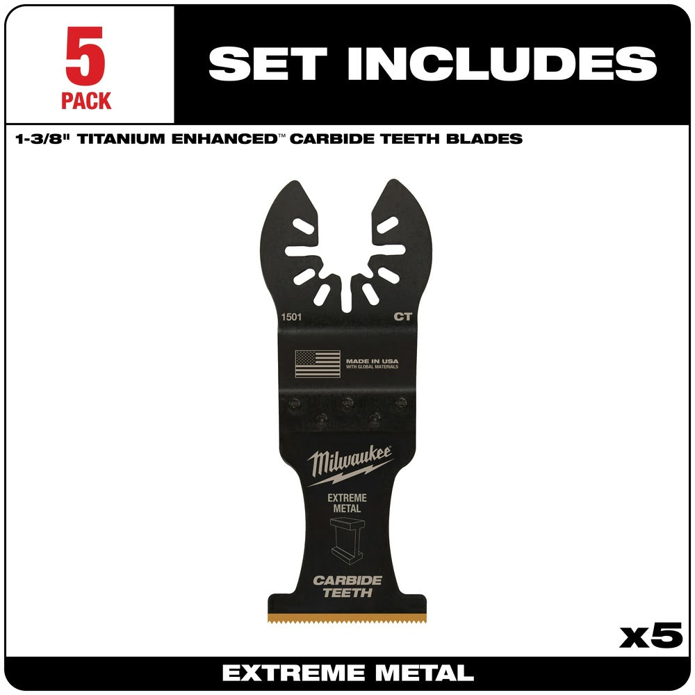 Milwaukee  49-25-1505 Milwaukee® OPEN-LOK™ 1-3/8 TITANIUM ENHANCED CARBIDE TEETH METAL BLADE 5PK