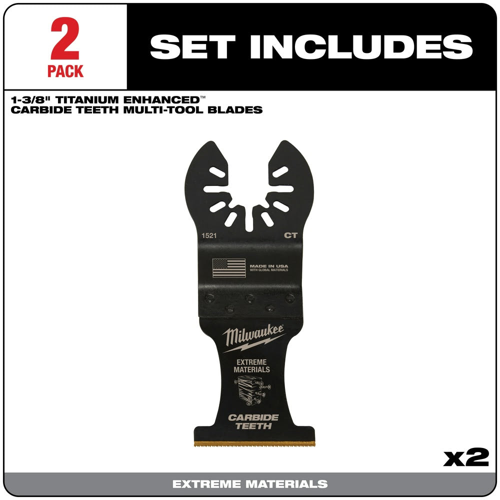 Milwaukee  49-25-1522 Milwaukee® OPEN-LOK™ 1-3/8 TITANIUM ENHANCED CARBIDE TEETH MULTI-MATERIAL BLADE 2PK