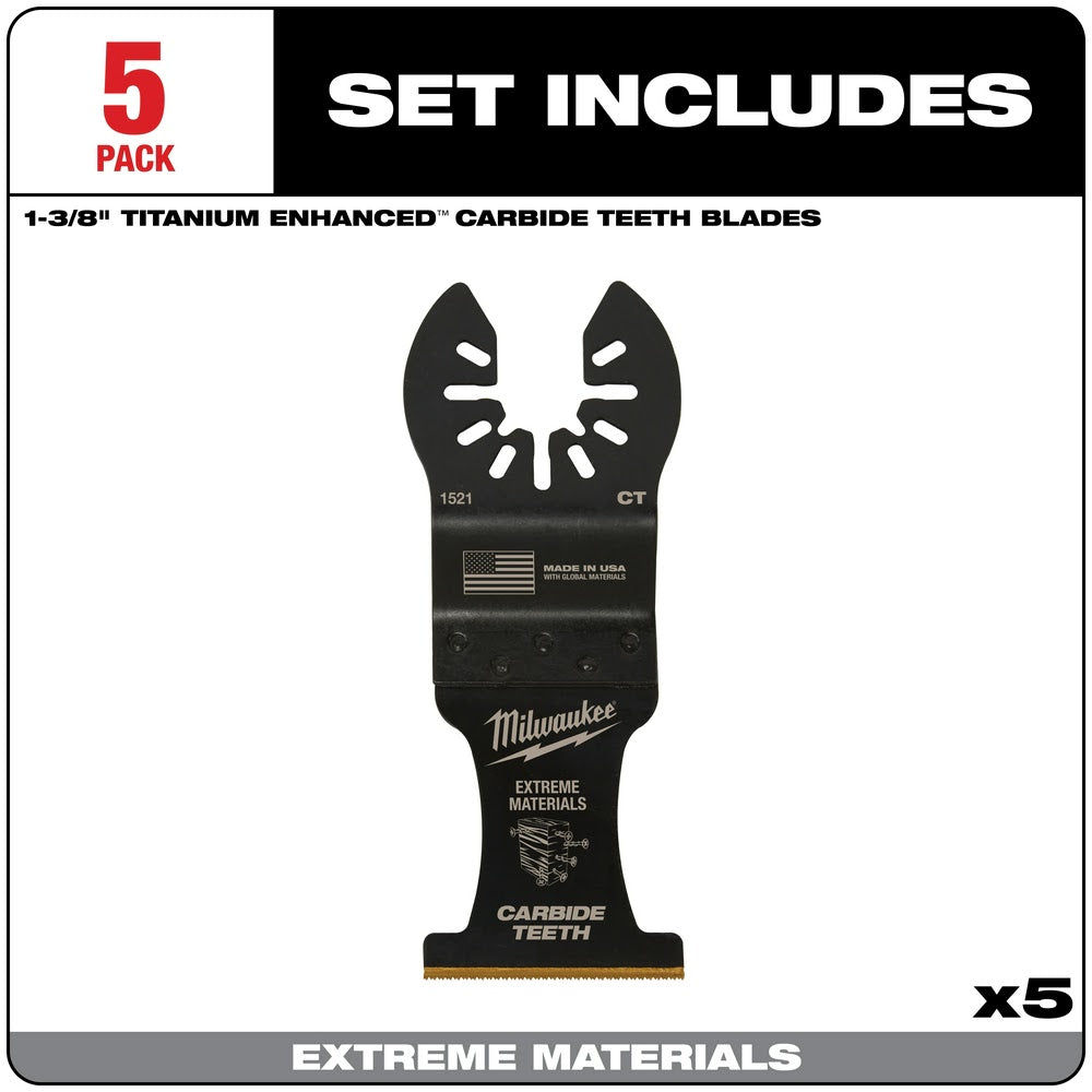 Milwaukee  49-25-1525 Milwaukee® OPEN-LOK™ 1-3/8 TITANIUM ENHANCED CARBIDE TEETH MULTI-MATERIAL BLADE 5PK