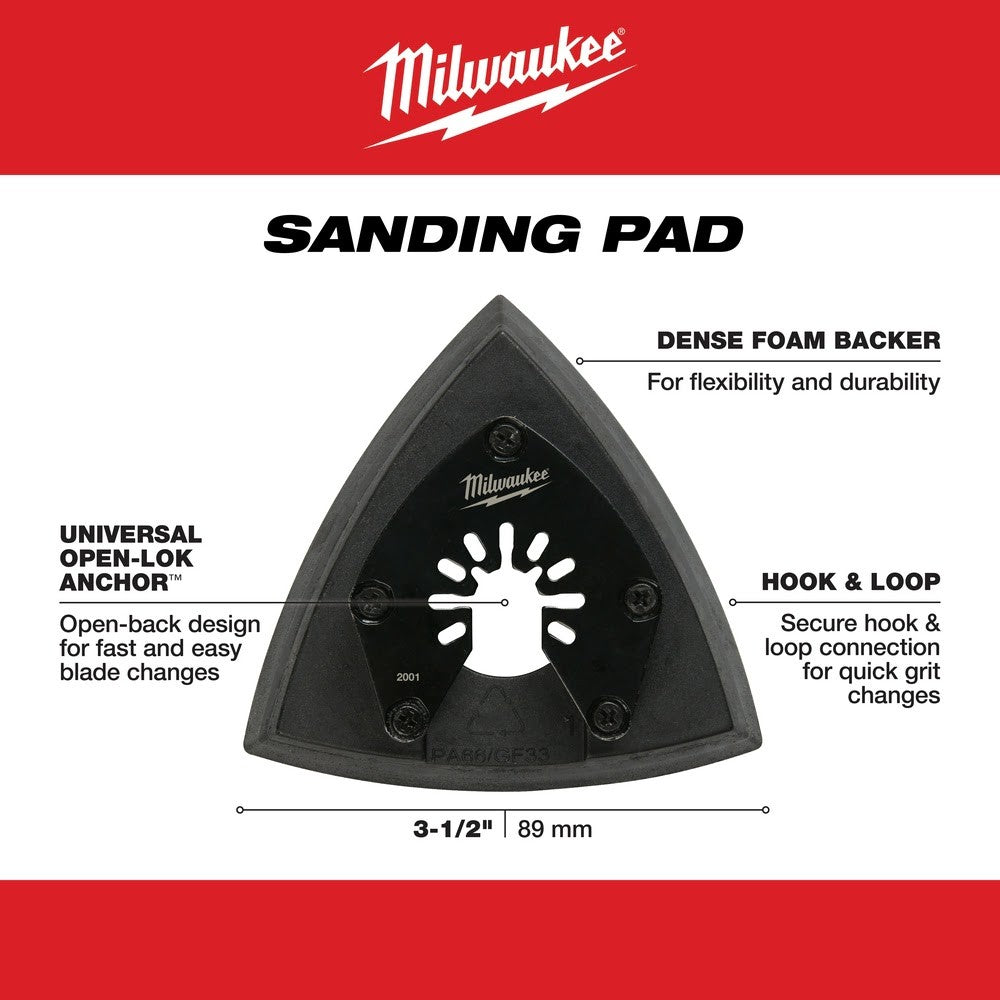 Milwaukee  49-25-2001 Milwaukee® OPEN-LOK™ 3-1/2 TRIANGLE SANDING PAD 1PK