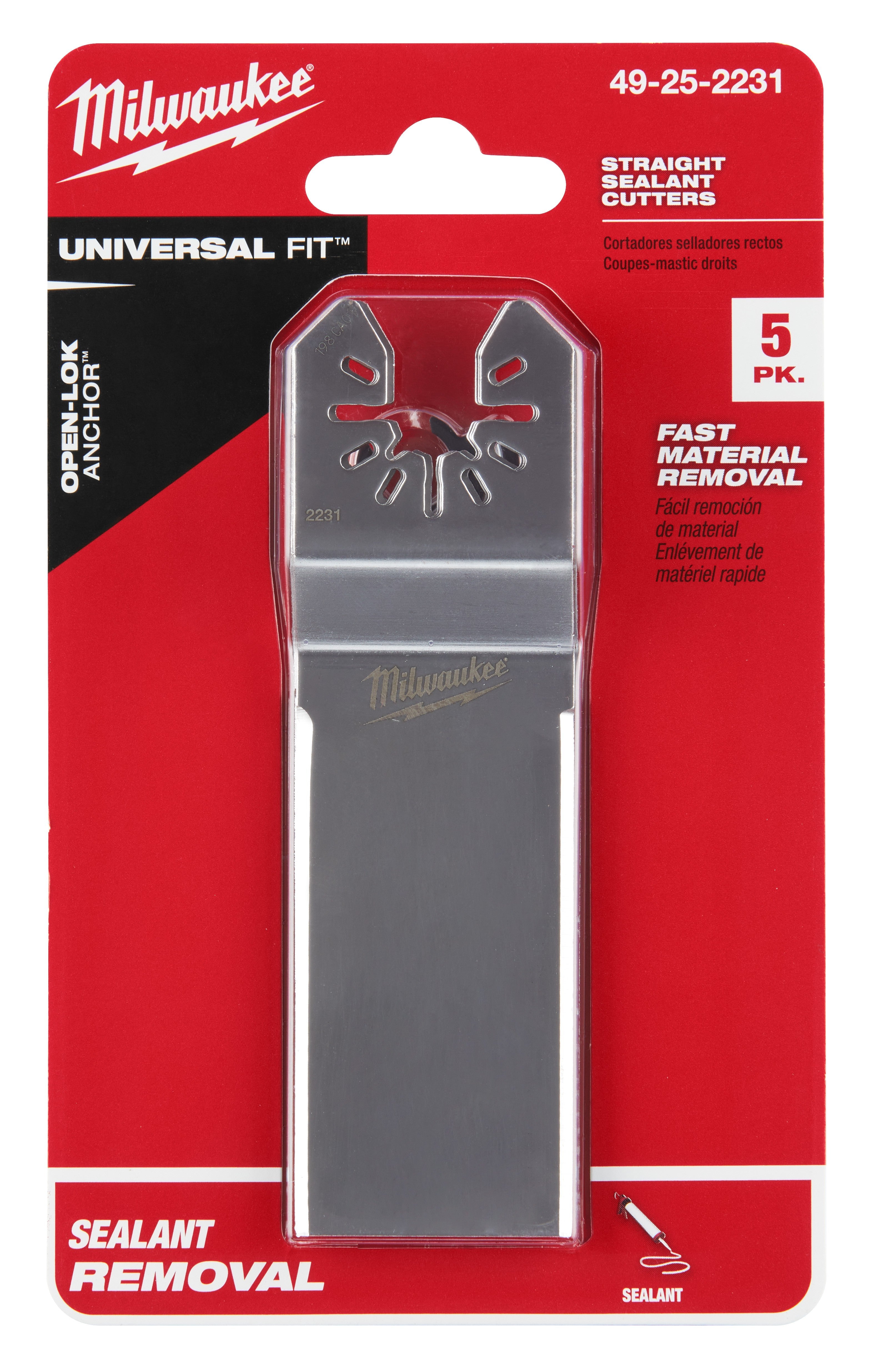 Milwaukee 49-25-2231 OPEN-LOK™ STRAIGHT SEALANT Cutting Blade 5 Pack