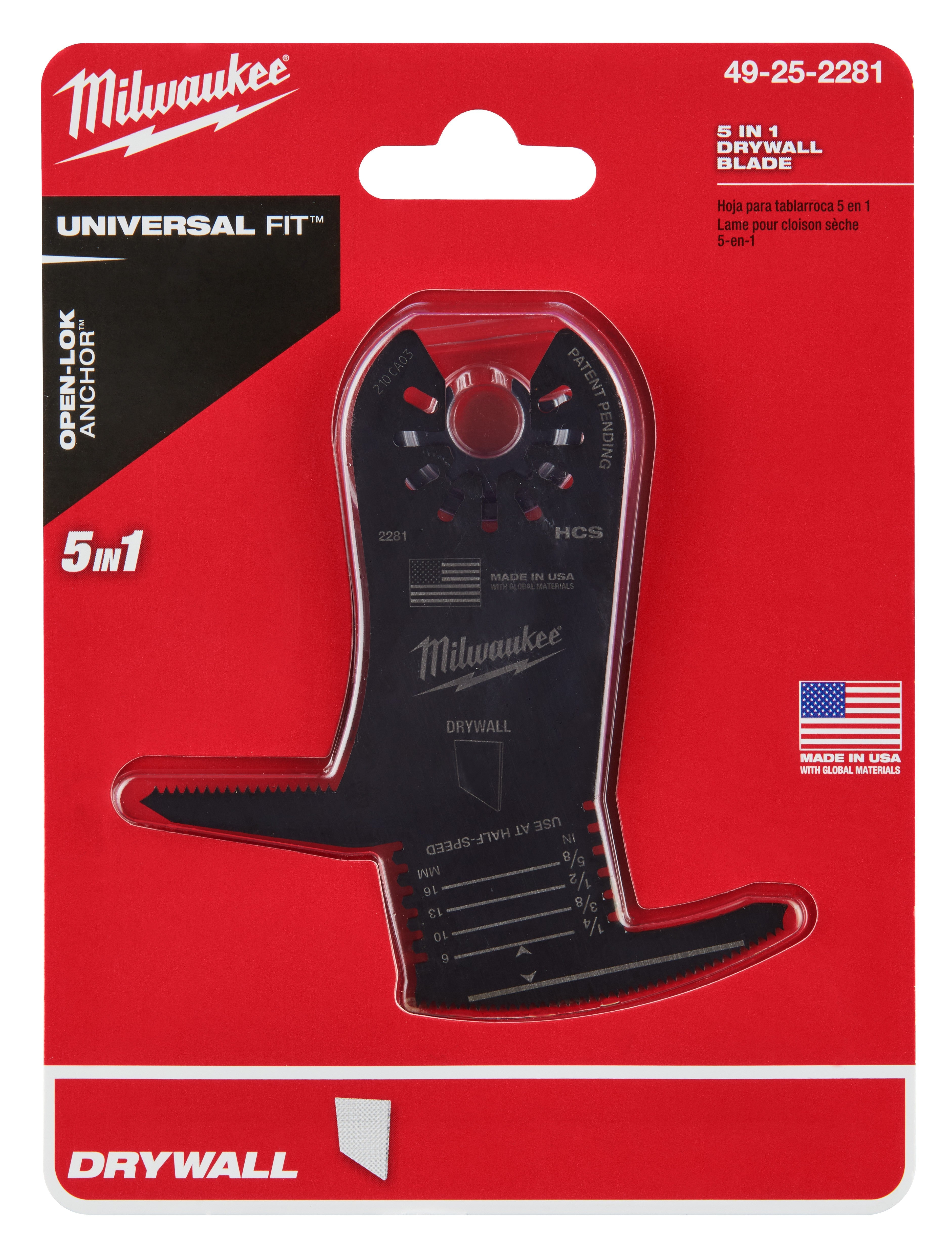 Milwaukee 49-25-2281 OPEN-LOK™ 5-IN-1 Drywall Blade 1 Pack