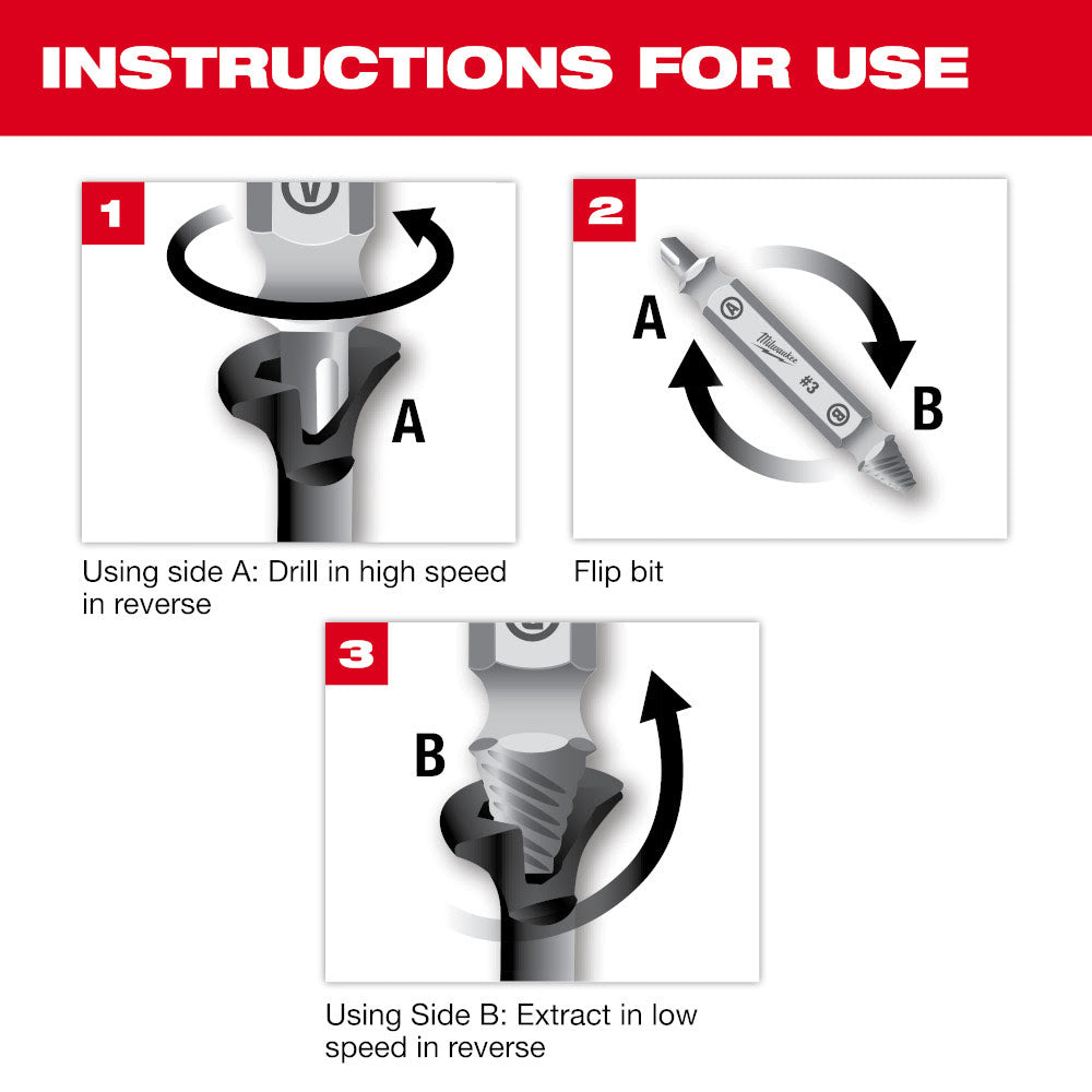 Milwaukee 49-57-9001 M2 Steel Screw Extractor Set 4PC