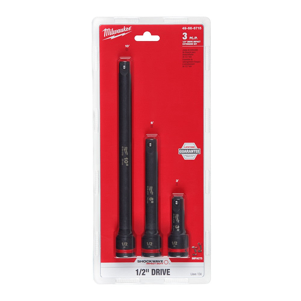 Milwaukee 49-66-6715 3PC SHOCKWAVE Impact Duty™  1/2Drive Extension Set