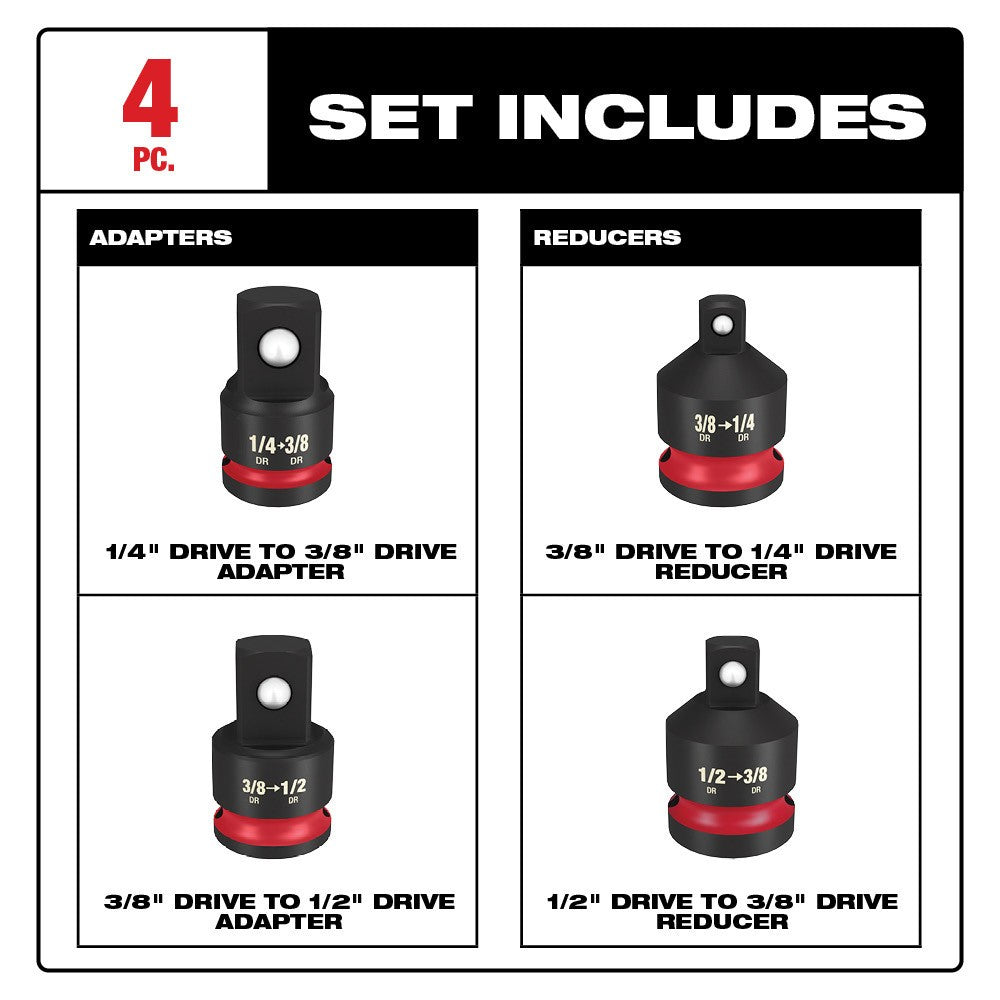 Milwaukee 49-66-6742 SHOCKWAVE Impact Duty™  1/4-1/2Drive  Adapter Set