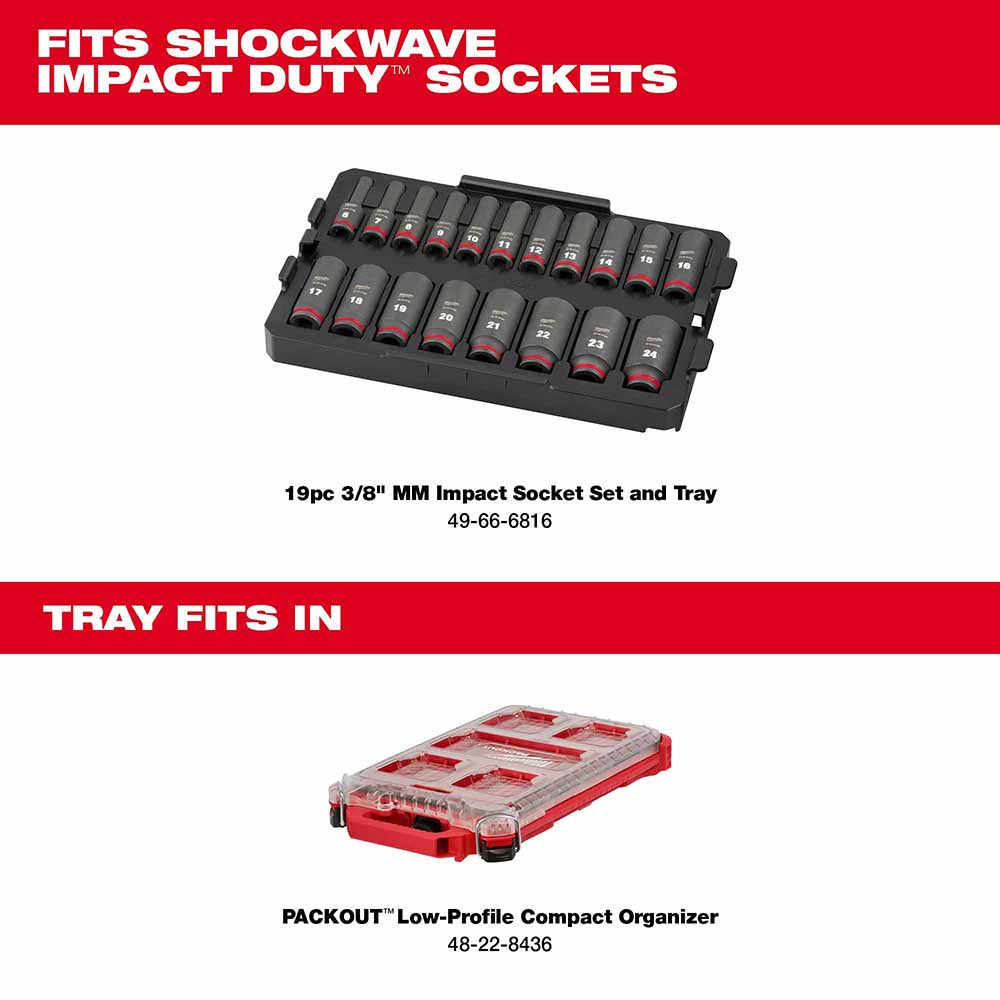 Milwaukee 49-66-6831 Shockwave Impact Duty Socket 3/8 Drice 19-Piece MM Tray Only