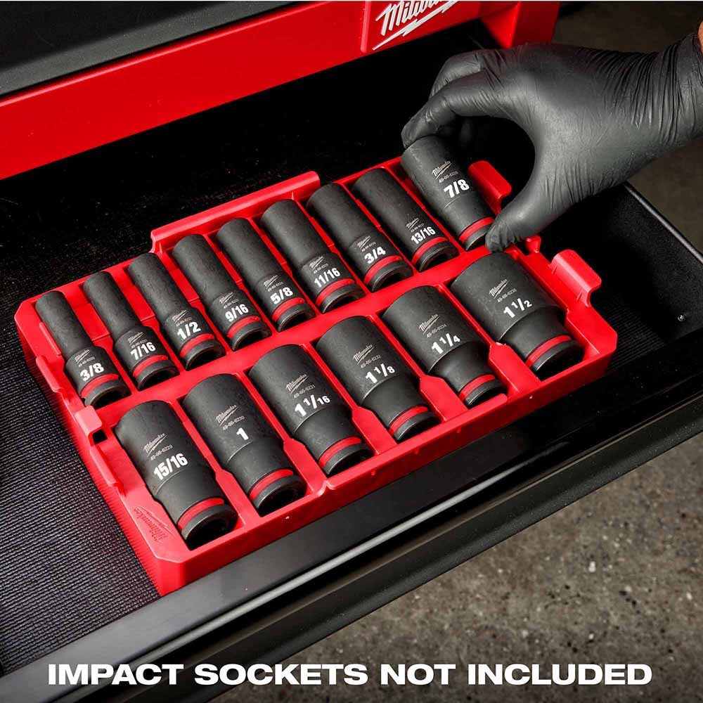 Milwaukee 49-66-6832 Shockwave Impact Duty Socket 1/2 Drice 15-Piece SAE Tray Only