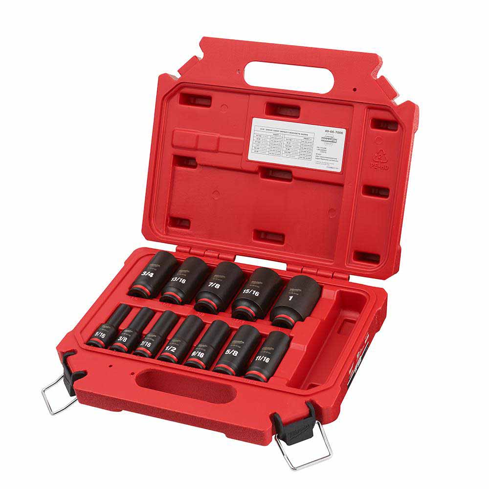 Milwaukee 49-66-7006 12Pc SHOCKWAVE Impact Duty™ 3/8 Drive SAE Deep 6 Point Socket Set