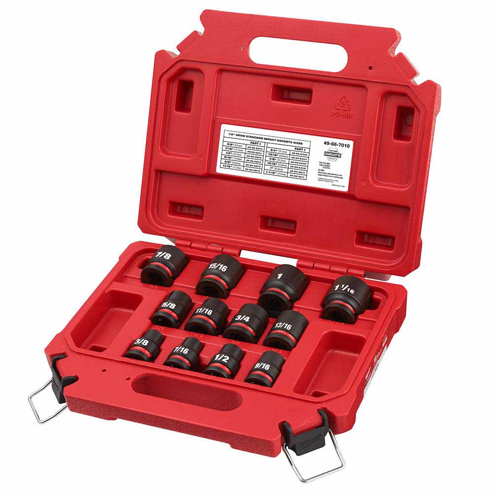 Milwaukee 49-66-7010 12PCSHOCKWAVE Impact Duty™ 1/2 Drive SAE Standard 6 Point Socket Set