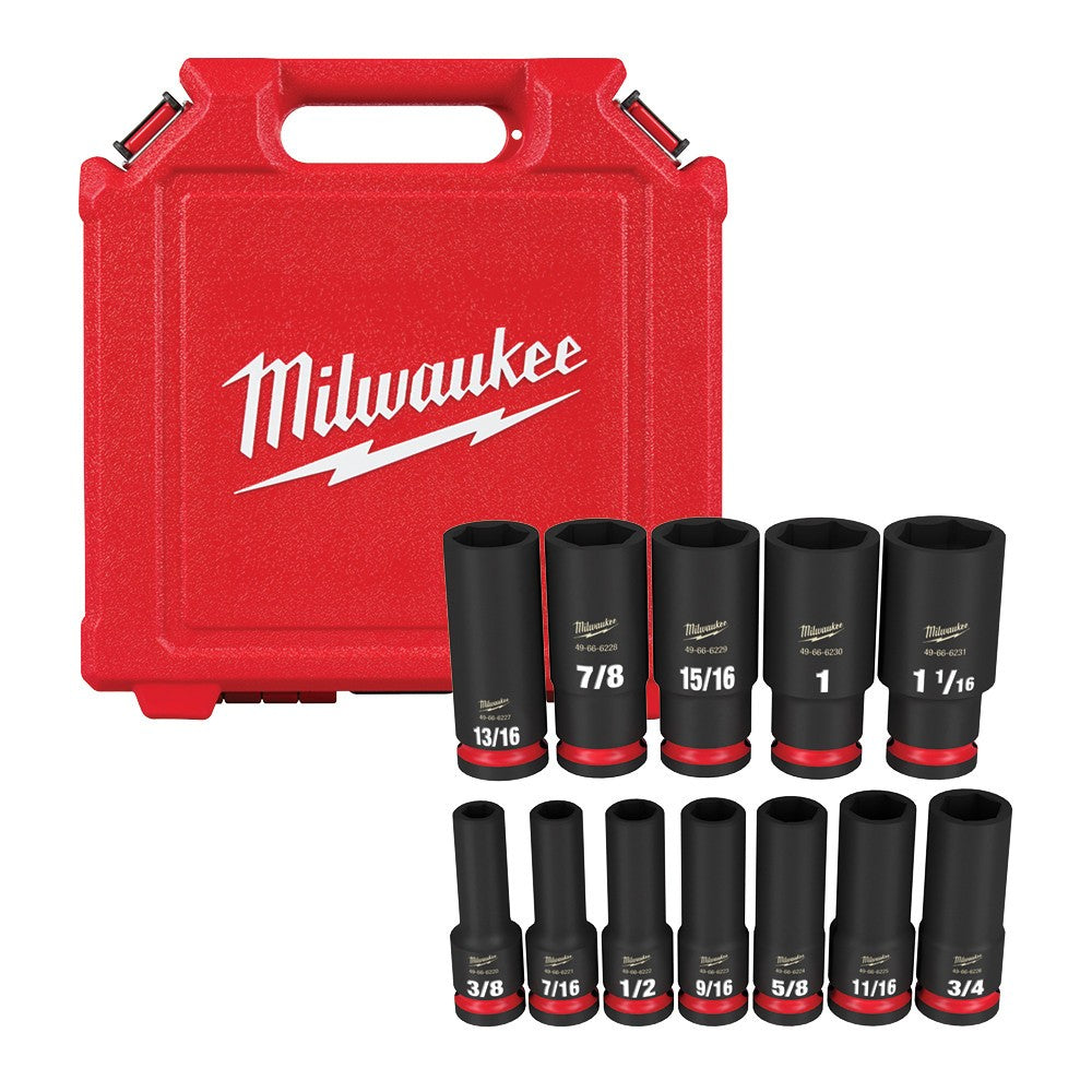 Milwaukee 49-66-7011 12PCSHOCKWAVE Impact Duty™ 1/2 Drive SAE Deep 6 Point Socket Set