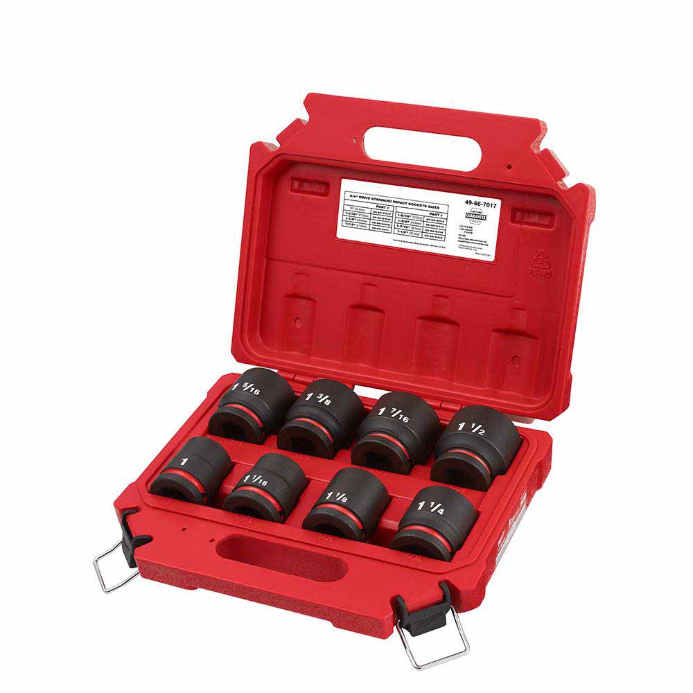 Milwaukee 49-66-7017 8PCSHOCKWAVE Impact Duty™ 3/4 Drive SAE Standard 6 Point Socket Set