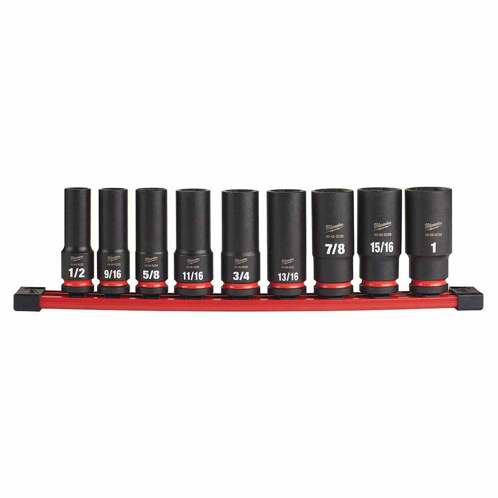 Milwaukee 49-66-7022 9PC SHOCKWAVE Impact Duty™  1/2 Drive SAE Deep 6 Point Socket Set