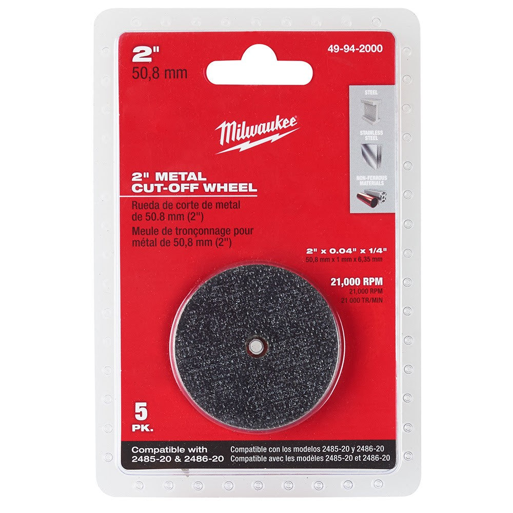 Milwaukee 49-94-2000 2 Metal Cut Off Wheel, 5-pack