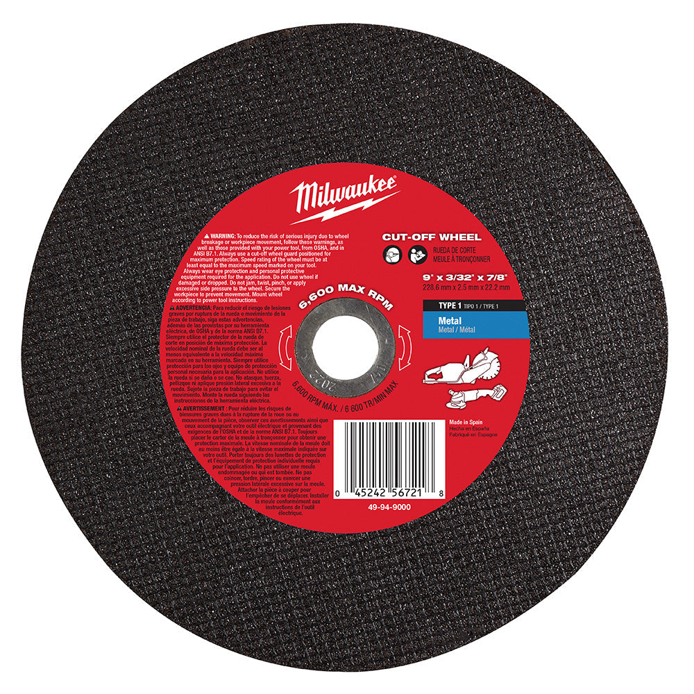 Milwaukee 49-94-9000 9 x 3/32 x 7/8 Metal Cut-Off Wheel