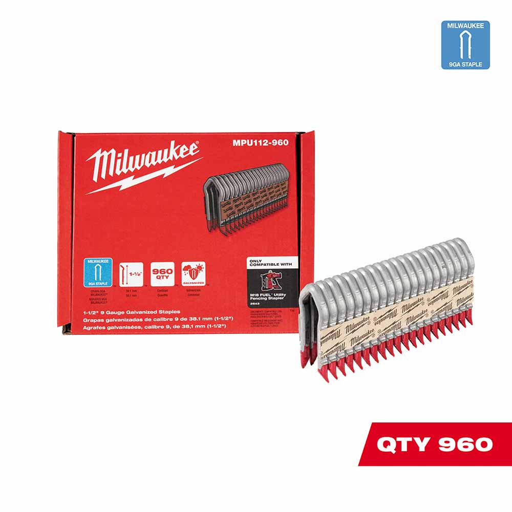 Milwaukee MPU112-960 1.5 9 Gauge Galvanized Staples