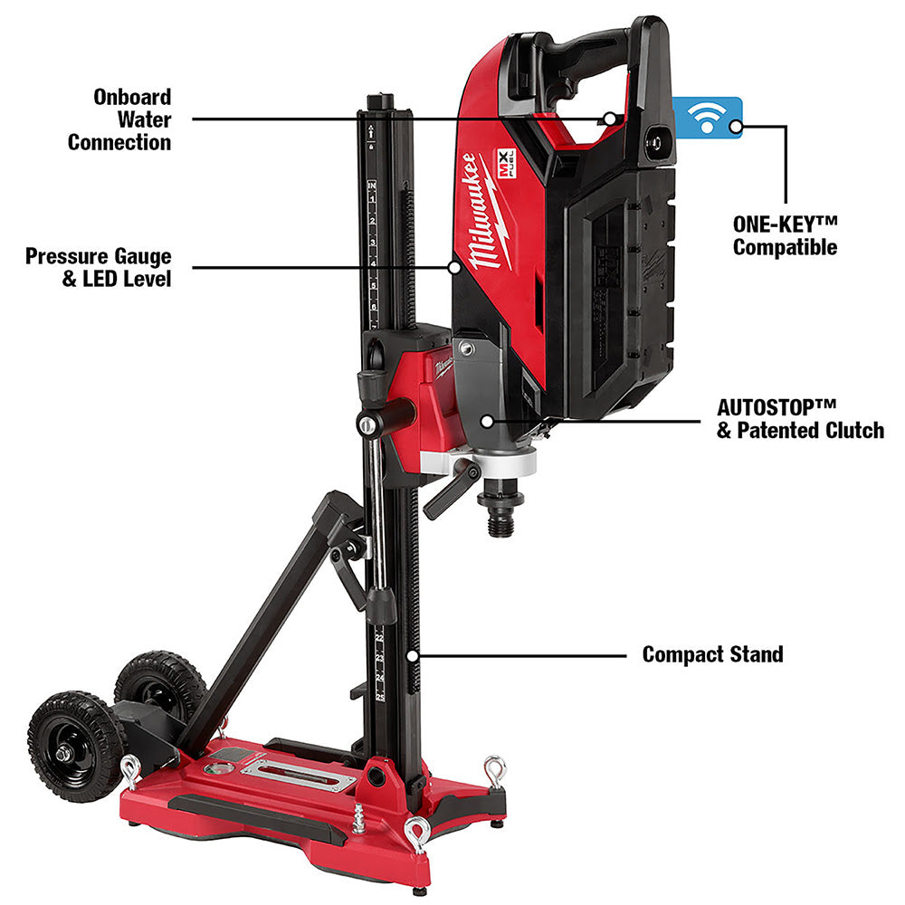 Milwaukee MXF301-2CXS MX FUEL Handheld Concrete Core Drill Kit w/ Stand, Two Batteries and Charger