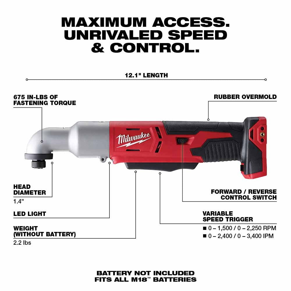 Milwaukee 2667-20 M18  2-Speed 1/4 Right Angle Impact Driver, Bare Tool